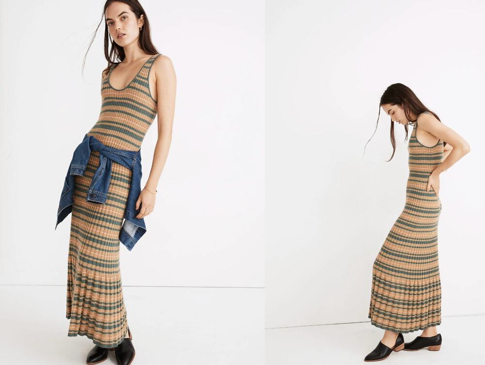 Madewell wool and alpaca blend striped tank sweater dress - medium